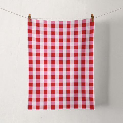 Gingham Tea Towel Shades of Red