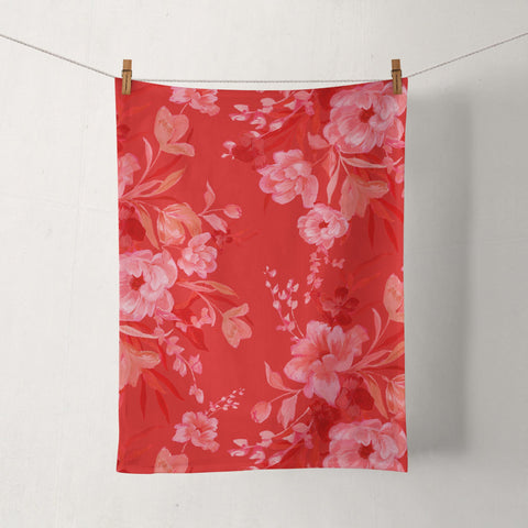 Scarlet Symphony Tea Towel